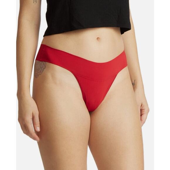 HANKY PANKY SIZE LARGE BREATHE SOFT NATURAL RISE THONG CHERRY RED NWT - Picture 1 of 10